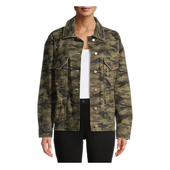 No Boundaries Camouflage Denim Jacket Size XS 1 - Picture 3 of 16